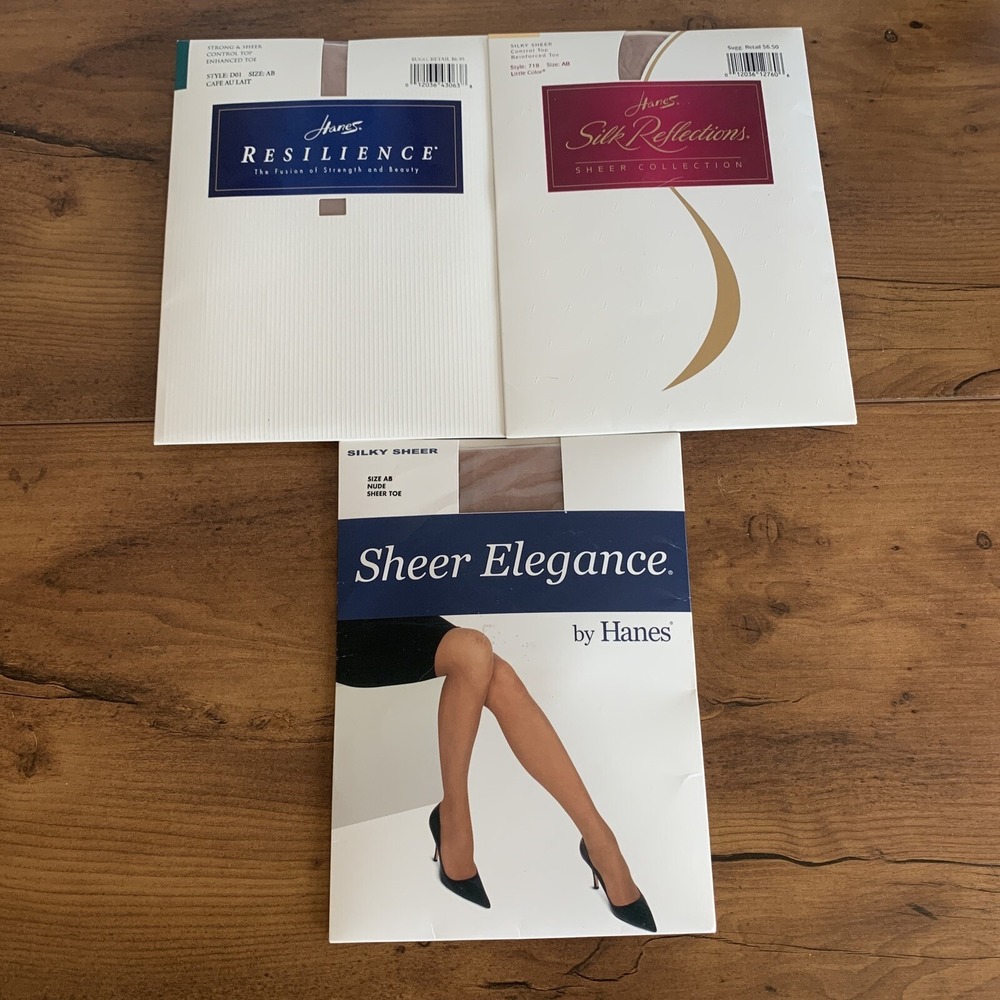 LOT 3 Hanes‎ Silk Reflections Silky Resilience Sheer Elegance Pantyhose SIZE AB